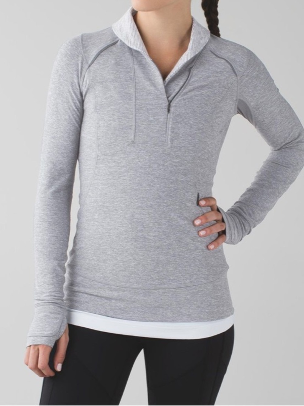 Lululemon Think Fast Pullover grey sweater athletic outdoor yoga hiking